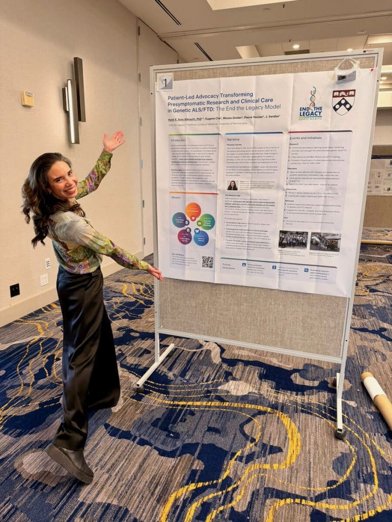 Yentli Soto Albrecht presenting the End the Legacy poster at the inaugural FTD Gordon Research Conference